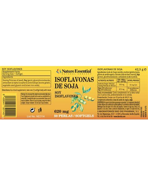 ISOFLAVONAS DE SOJA NATURE ESSENTIAL 620 MG 50 PERLAS