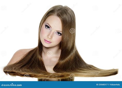 Beautiful Girl With Long Smooth Hair Stock Image Image Of Glamour