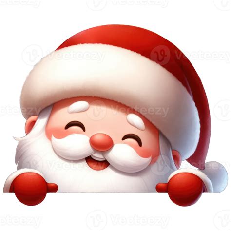 Ai Generated Watercolor Cute Peeking Santa Generative Ai Png