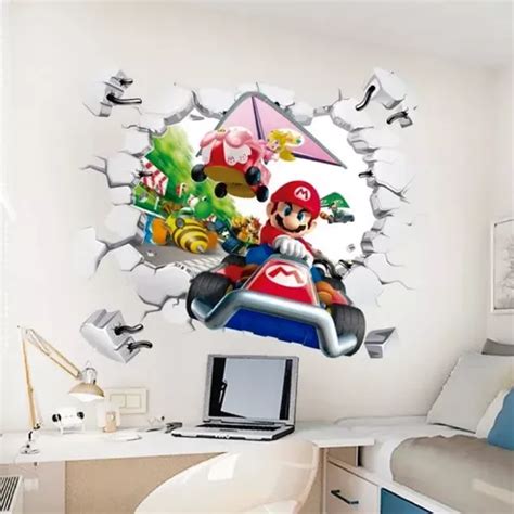 Vinilo Decorativo 3d Mario Bros I22 Sticker Muro Roto