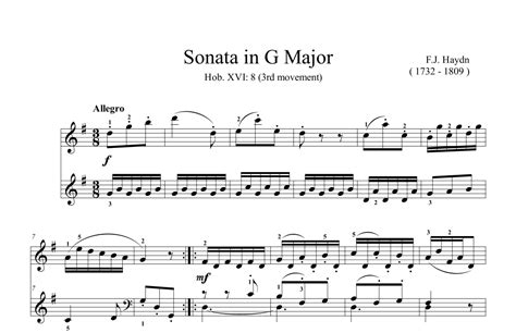 Haydn Sonata In G Major Hob XVI 8 3rd Movement Arr Ben Choupak By