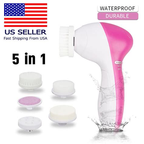 5 In 1 Deep Clean Face Skin Electric Facial Cleaner Care Brush Massager Scrubber Ebay