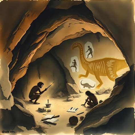 ancient paintings  humans   prehistoric fears premium ai