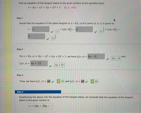 Solved Find An Equation Of The Tangent Plane To The Given