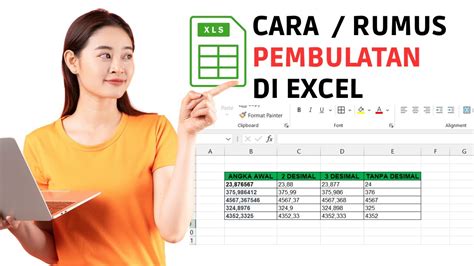 Cara Atau Rumus Pembulatan Di Excel Youtube