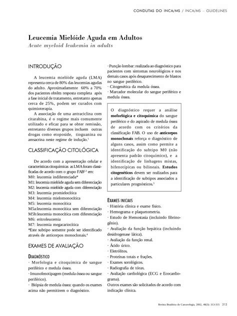 Pdf Leucemia Miel Ide Aguda Em Adultos Inca Representa Cerca De