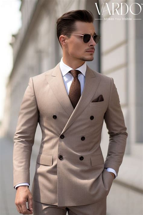 Classic Light Brown Double Breasted Suit For Men Premium Quality Tailored Suit The Rising Sun