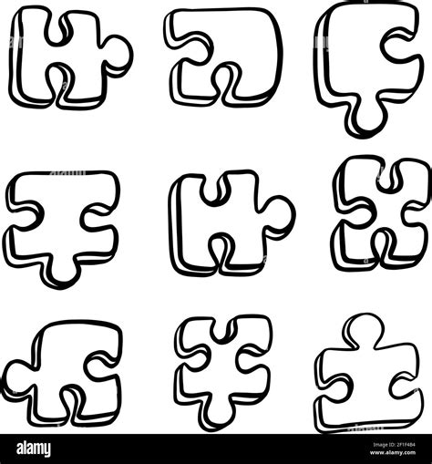 Jigsaw Puzzle Pieces Cartoon Vector Illustrations Stock Vector Image