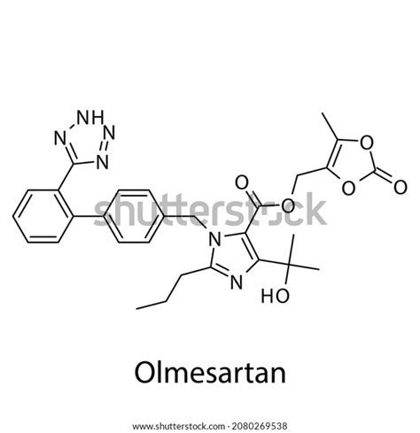 Olmesartan Molecular Structure Flat Skeletal Chemical Stock Vector Royalty Free 2080269538