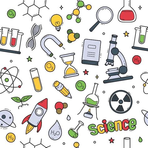 Premium Vector Science Doodle Seamless Pattern Wallpaper Vector