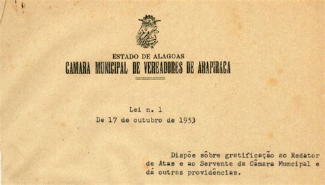 Primeira Lei Aprovada Pela C Mara Municipal De Arapiraca Ricardo Nezinho