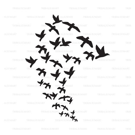 Flying Bird Flock Silhouette