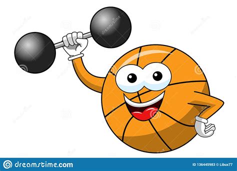 O Weightlifter Engraçado Do Caráter Dos Desenhos Animados Da Bola Do