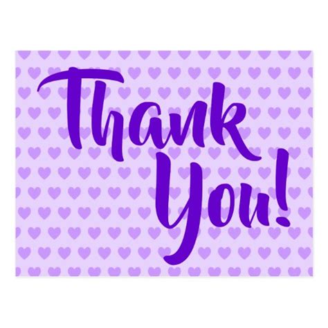 Light Purple Hearts Thank You Postcard