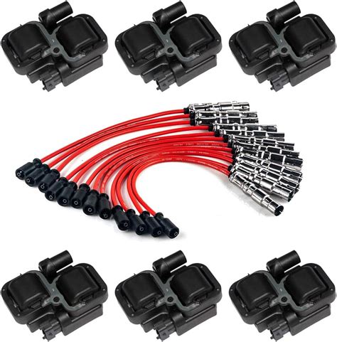 Amazon ENA Set Of 8 Red Ignition Coil With 16 Iridium Spark Plug