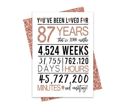 87th Birthday Card Printable Birthday Card 87th Birthday Etsy