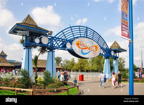 Entrance Sign Thorpe Park Theme Park Chertsey Surrey England