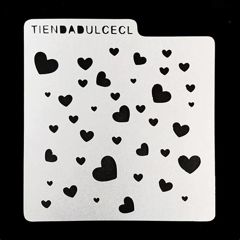 Stencil Cuadrado Fondo Corazones Tiendadulcecl