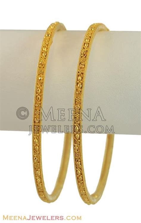 22k Filigree Gold Bangles2 Pcs Bago11256 22k Gold Bangles 2 Pcs