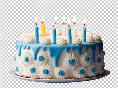 Premium Psd Vibrant Blue Birthday Cake With Multiple Candle