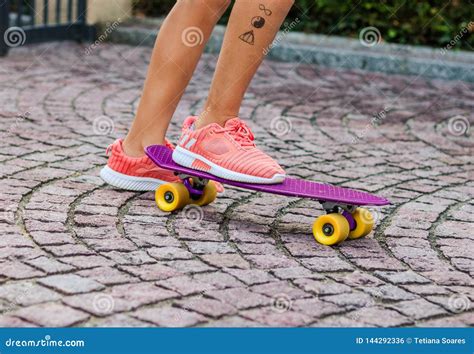 Teenager Girl Riding Skateboard Legs Editorial Photo Image Of