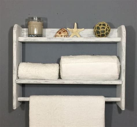 Bathroom Shelf With Towel Bar Beach Bathroom Towel Rack White