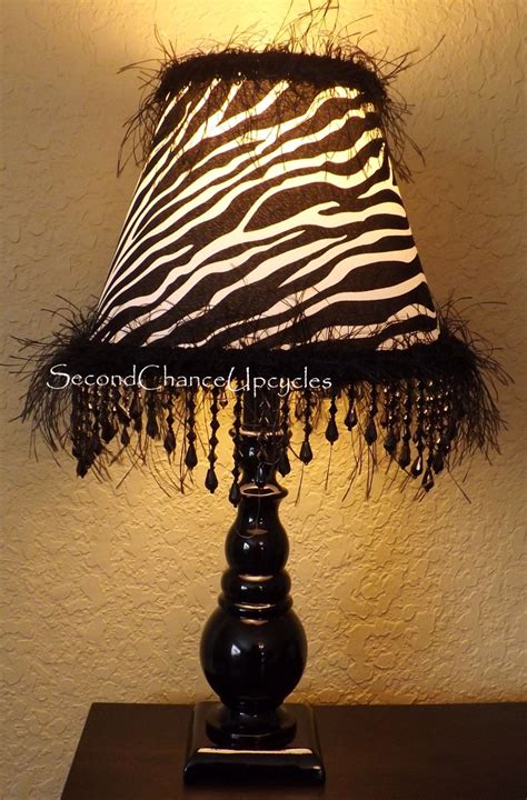 Lamp Zebra Lamp Black Fringe Beaded Table Lamp Zebra Lampshade