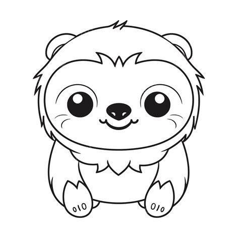 Cute Sloth Coloring Page Outline Sketch Drawing Vector Cute Sloths