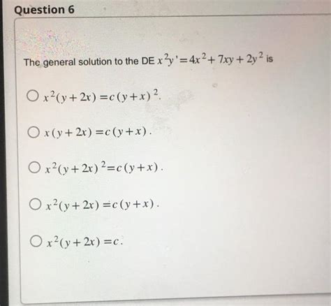 Solved General Solution To The De X2y′4x27xy2y2