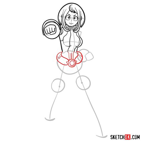 How To Draw Ochaco Uraraka In Her Hero Costume Sketchok Easy Drawing Guides