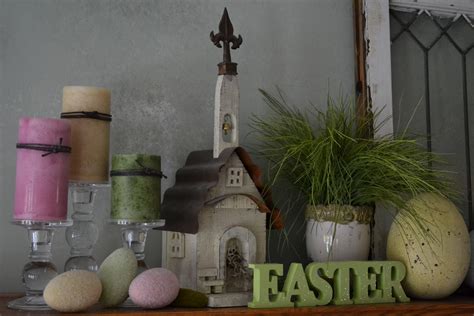 Easter Mantel Corner Of Plaid And Paisley