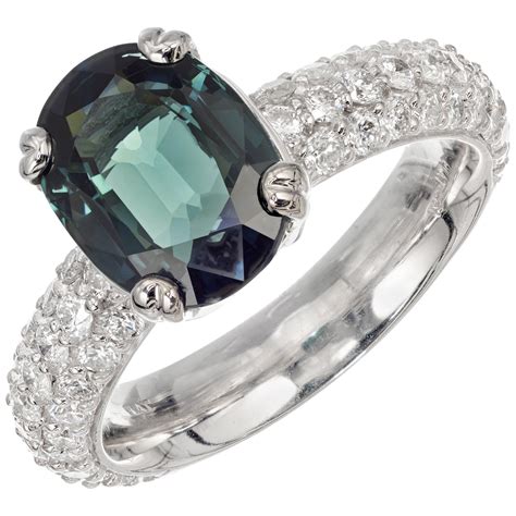 Peter Suchy Gia Certified Carat Green Sapphire Diamond Platinum