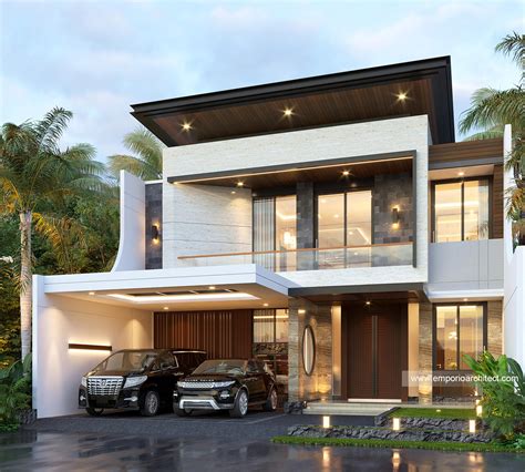 Desain Rumah Modern 2 Lantai Mr Aa Di Bandung Jawa Barat Tampak