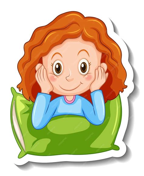 Шаблон стикера с изолированной девушкой улыбается | Бесплатно векторы