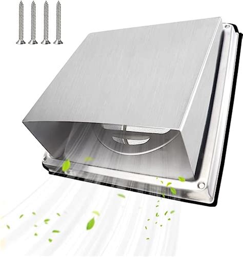 Lbsamp Extractor Fan Vent Cover 100mm Cowled External Square Air Vent Cover Louvred Stainless