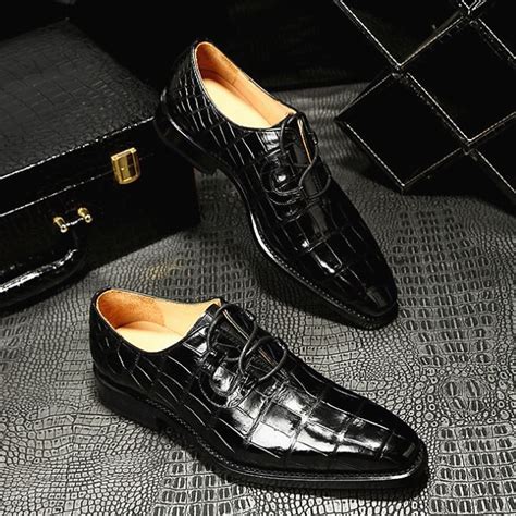 Handcrafted Genuine Alligator Leather Mens Classic Wholecut Oxford Shoes Alligator Dress Shoes