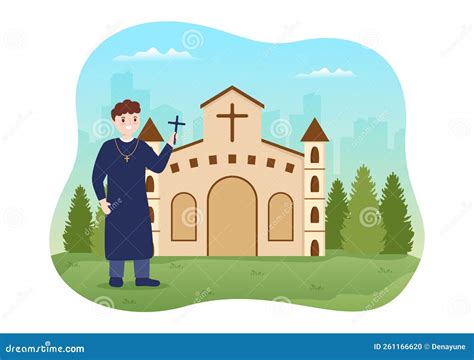 Pastor Giving A Sermon Of God In Cassock At A Catholic Church From