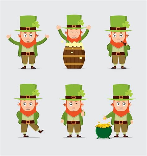 Premium Vector Collection Of Cute Cartoon Leprechaun For Saint