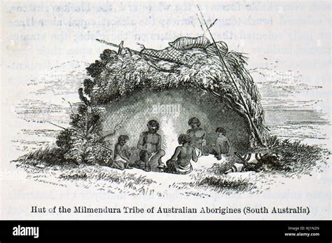 Engraving Depicting Australian Aborigines Of The Milmendura Tribe In