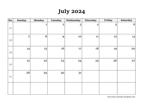 Large Printable July Calendar Weekend Tori Sophia