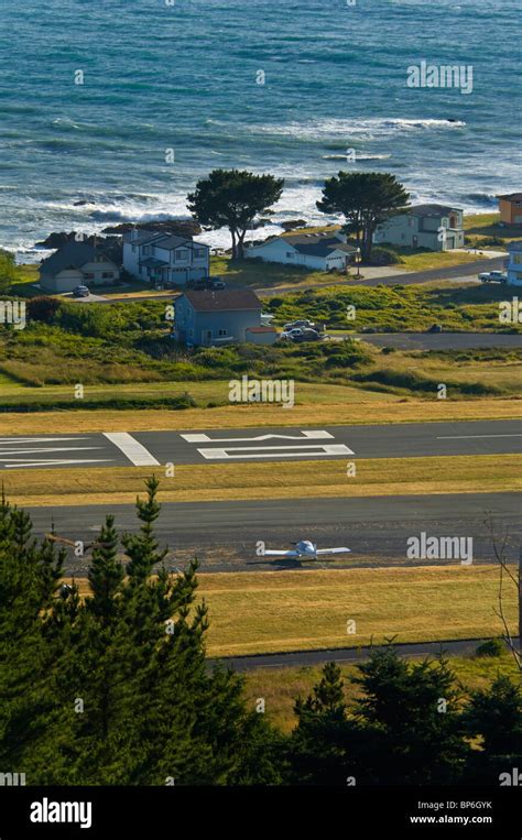 Airplane Runway Houses And Ocean At Shelter Cove On The Lost Coast