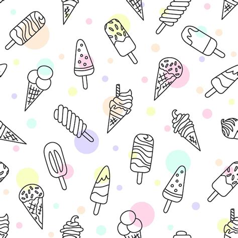 Premium Vector Ice Cream Eskimo Waffle Cone Seamless Pattern In