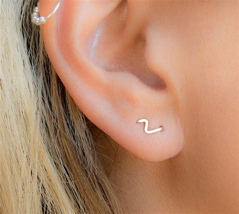 Double Lobe Lightning Bolt Piercing Multiple Flash Earring 2 Hole Stud