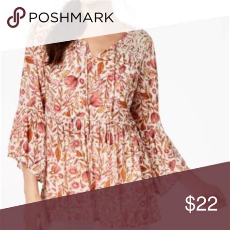 Floral Print Lace Peasant Top