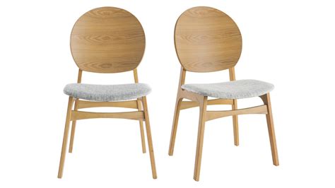 Chaises Scandinaves En Bois Clair Et Tissu Gris Clair Lot De Elton