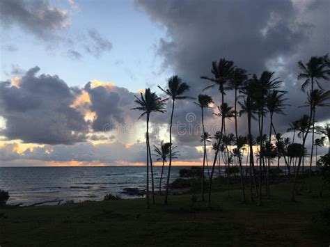 Sunrise In August In Wailua Bay On Kauai Island Hawaii Stock Photo