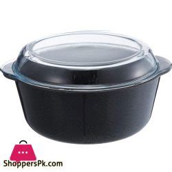 Pasabahce Borcam Granite Round Glass Casserole With Transparent Cover