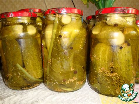 Маринованные огурцы с зернами горчицы на зиму в банках: Огурцы с ...