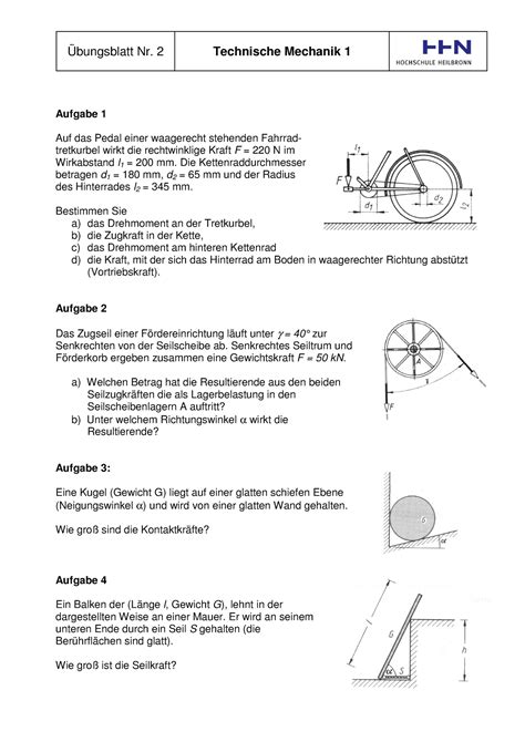 Uebung Wintersemester Bungsblatt Nr Technische Mechanik