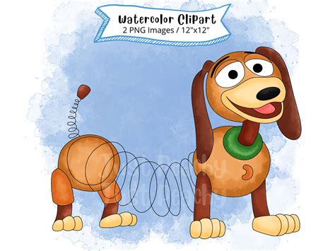 Slinky Dog Toy Story Hand Drawn Watercolor Clipart Cute Cartoon